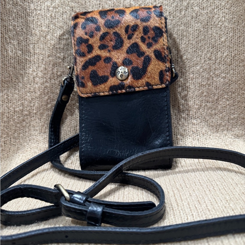 Patricia Nash Leopard Print Black Crossbody Bag